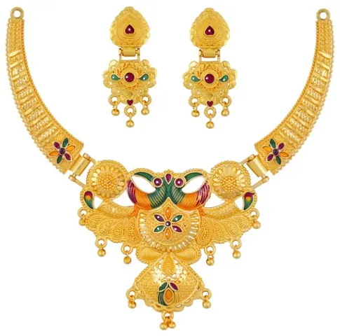 Gold Plated Alloy American Diamond Jewellery Sets