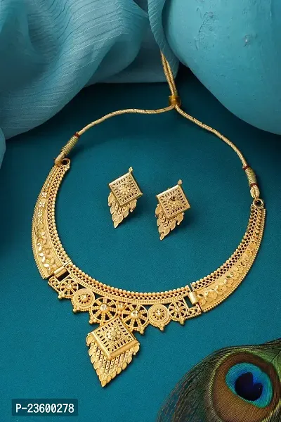 Traditional Alloy Gold Plated Yellow Glorious Mangalsutra  With Earrings set For Women-thumb2