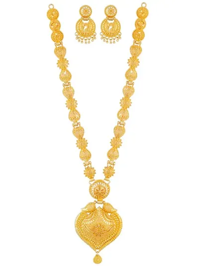 SAGY Traditional Jewellery Gold Plated Jewellery Set for Women (Golden)