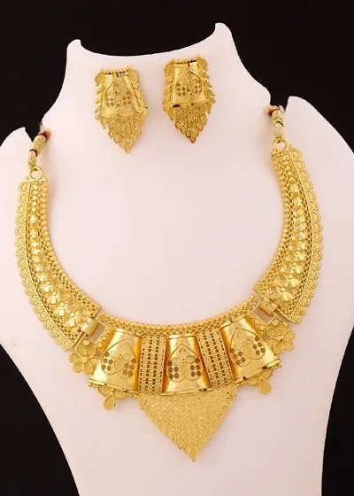 Tready Brass Golden Jewellery Set