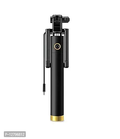 360 Degree ROTATIONAL Wired Selfie Stick with Remote Control for Selfie, Video, Photo Shoot  VLOGGING for All Device.-thumb0