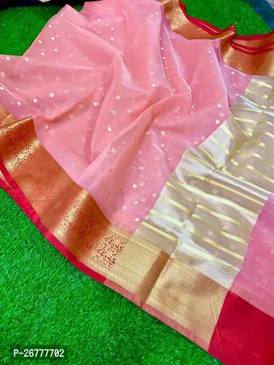 Beautiful Organza Saree With Blouse Piece For Women-thumb0