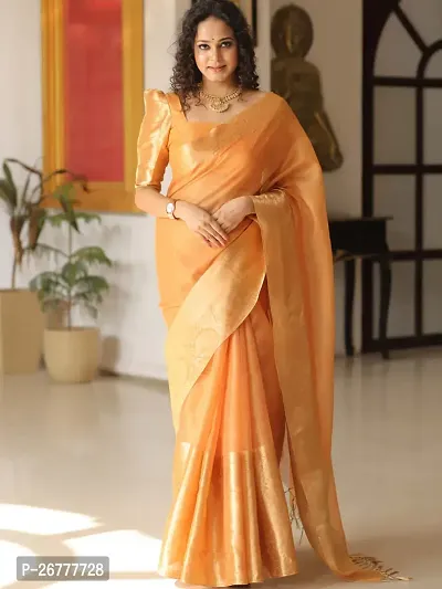 Beautiful Tissue Saree With Blouse Piece For Women-thumb0