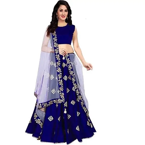 Sojitra Enterprise Women's Silk Semi stitched Lehenga Choli (Lolo Blue_Blue_Free Size)