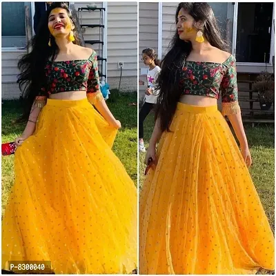 Buy Girl's Fashion Hub's Georgette Yellow color Lehenga choli with Dupatta  set at Amazon.in