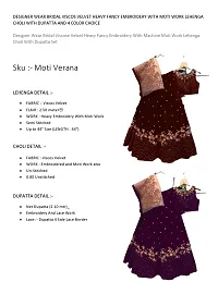 Designer Wear Bridal Viscose Velvet Heavy Fancy Embroidery With Machine Moti Work Lehenga Choli With Dupatta Set-thumb1