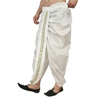 White Dupion Silk Readymade Dhoti for Men-thumb1