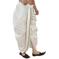 White Dupion Silk Readymade Dhoti for Men-thumb2