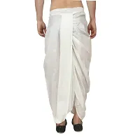 White Dupion Silk Readymade Dhoti for Men-thumb1