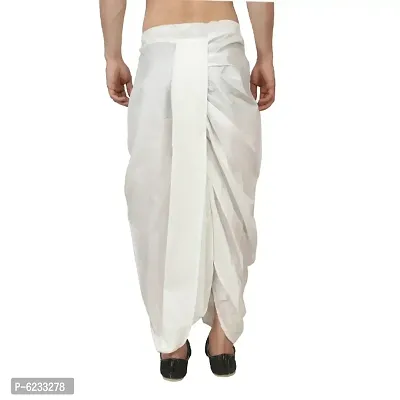 White Dupion Silk Readymade Dhoti for Men-thumb4