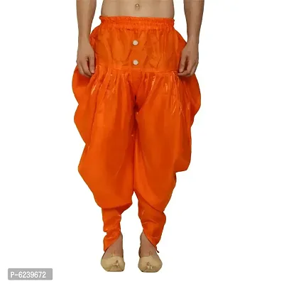 Dupion Silk Orange Readymade Harem Pant for Men-thumb0
