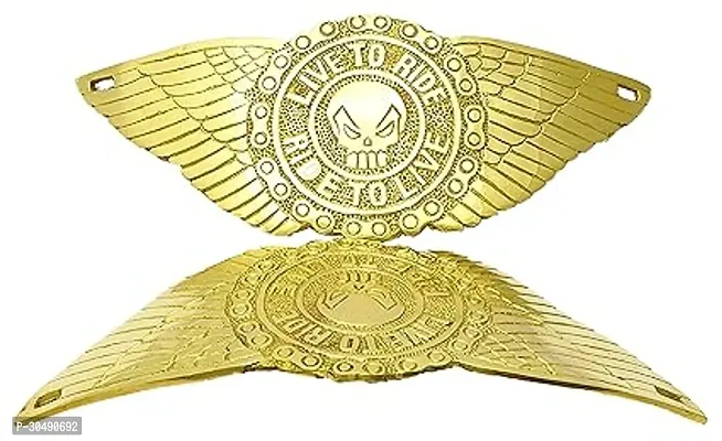 Golden Fox 78 Brass Tank Monogram Gold Front Right Outer and Front Left Outer Styling Emblem for Tank for Bullet Bikes (Set of 2)-thumb0