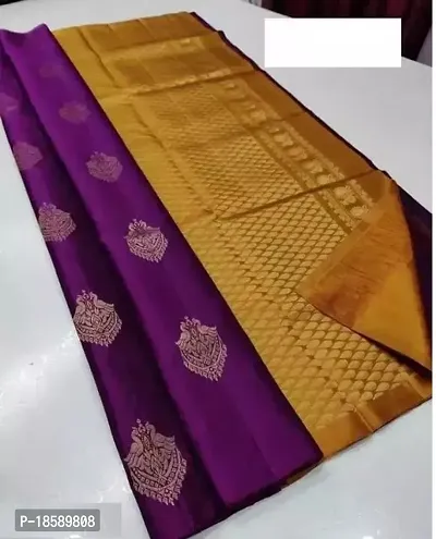 Stylish Purple Banarasi Silk Saree with Blouse Piece For Women