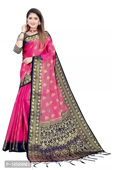 Stylish Multicoloured Banarasi Silk Saree with Blouse Piece For Women