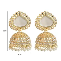 Tanaira 18K Gold plated Kundan Studed Traditional Pearl Earrings For Women  Girls(White)-thumb3