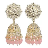 TANAIRA Gold Tone TraditionalPink  Kundan  Pearls Jhumki Earring For Women and Girls| Jhumka for Partywear Occasions Gifts for Anniversary Gifts For Girls-thumb3