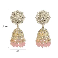 TANAIRA Gold Tone TraditionalPink  Kundan  Pearls Jhumki Earring For Women and Girls| Jhumka for Partywear Occasions Gifts for Anniversary Gifts For Girls-thumb1