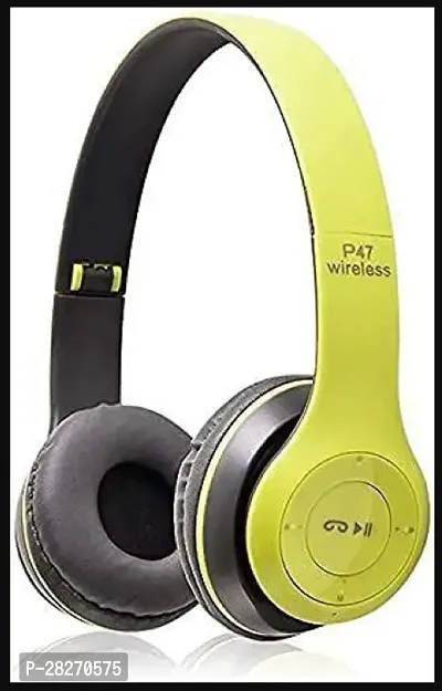Stylish Green Bluetooth Wireless On-ear And Over-ear Headphones With Microphone
