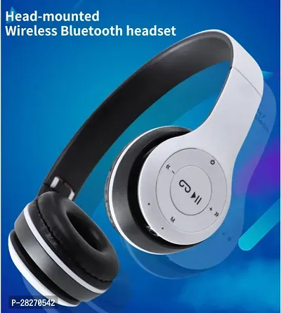 Stylish White Bluetooth Wireless On-ear And Over-ear Headphones With Microphone