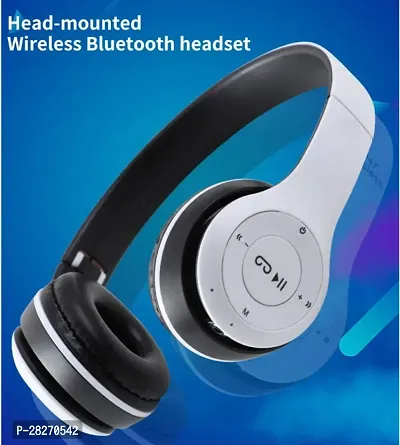 Stylish White Bluetooth Wireless On-ear And Over-ear Headphones With Microphone-thumb0