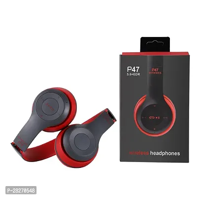 Stylish Red Bluetooth Wireless On-ear And Over-ear Headphones With Microphone