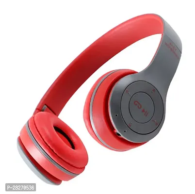 Stylish Red Bluetooth Wireless On-ear And Over-ear Headphones With Microphone-thumb0