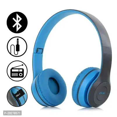 Stylish Blue Bluetooth Wireless On-ear And Over-ear Headphones With Microphone-thumb0