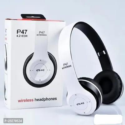 Stylish White Bluetooth Wireless On-ear And Over-ear Headphones With Microphone