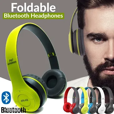 Stylish Green Bluetooth Wireless On-ear And Over-ear Headphones With Microphone-thumb0