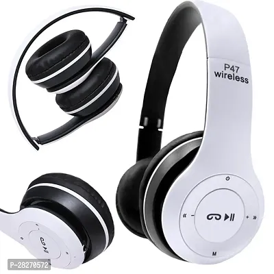 Stylish White Bluetooth Wireless On-ear And Over-ear Headphones With Microphone-thumb0