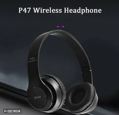 Stylish Black Bluetooth Wireless On-ear And Over-ear Headphones With Microphone-thumb0