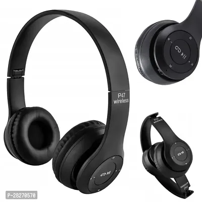 Stylish Black Bluetooth Wireless On-ear And Over-ear Headphones With Microphone