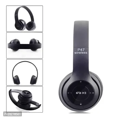 Stylish Black Bluetooth Wireless On-ear And Over-ear Headphones With Microphone-thumb0