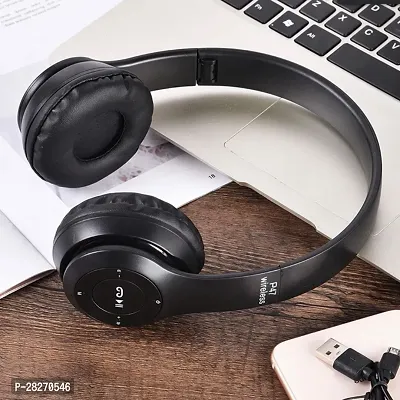 Stylish Black Bluetooth Wireless On-ear And Over-ear Headphones With Microphone-thumb0