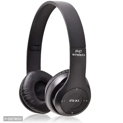 Stylish Black Bluetooth Wireless On-ear And Over-ear Headphones With Microphone-thumb0