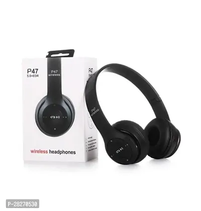 Stylish Black Bluetooth Wireless On-ear And Over-ear Headphones With Microphone-thumb0