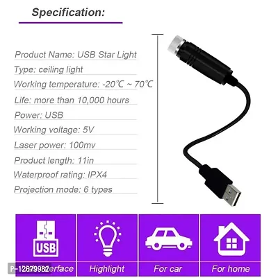 3 Modes, USB Portable Adjustable Flexible Interior Car Night Lamp Decor with Romantic Galaxy Atmosphere fit Car, Ceiling, Bedroom, Party (PlugPlay, REd)-thumb4
