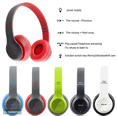 P47 with Mic HD Bass, SD Card Slot Portable Sports Bluetooth Headset (Multicolor, True Wireless)-thumb3