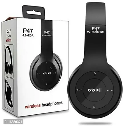 Best Branded P-47 Wireless Bluetooth Portable Gaming Headphones with Microphone Feature, Stereo Card Support, Compatible with All Android  Smartphones-thumb0