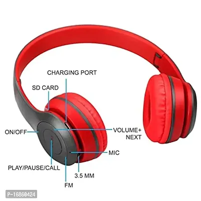 P47 Bluetooth Over Ear Foldable Headset with Microphone Stereo Earphones 3.5mm Audio Support gaming headphones compatible with all smartphones. laptop, PC-thumb4