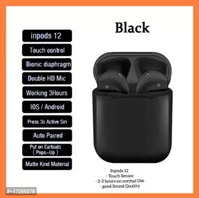 Wireless TWS Bluetooth EarBurds Or Inpods 12 Simple Airpods With Touch Control Button With Bluetooth 5.0 Water Resistant And Active Noice Cancellition. Colour (Black)-thumb4