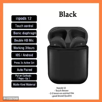 In-Pods Bluetooth I-12 tws full finger tuch and Charging Case with Mic Bluetooth Headset (Black, In the Ear)-thumb4