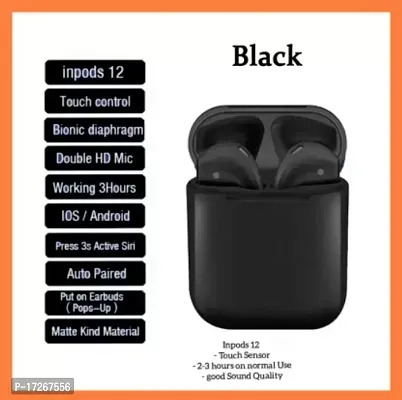 I12 TWS INPODS BLACK WITH CHARGING CASE EARBUDS BLUETOOTH 5.0 SUPPORT SYSTEM-thumb3