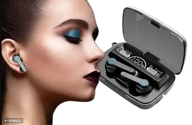 M19 Pro Wireless In Ear Earbuds Touch Control Mirror Digital Display Wireless Bluetooth 5.1 Headphones with Microphone, Touch Headset Headphone LED Digital Display - Black-thumb0