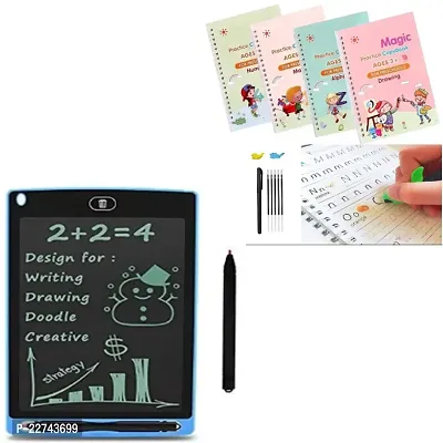 Combo Kids Electronic LCD Writing Tablet 8.5 Inch Screen and Sank Magic Practice copy Book Writing and its Automatic erase just after few minutes. 4 Practice Book, 1 Pen, 1 Grip and 10 Refill.