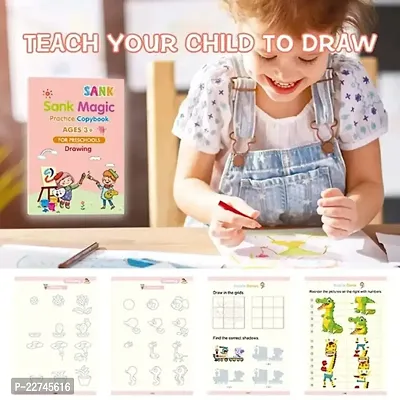 Magic Practice Book for Pre-School with LCD Writing PAD Combo Offer Best Birthady Gift for Kids(4 Book+10 Refils+ 1Pen+ LCD Writing PAD)-thumb3