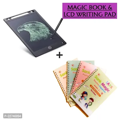 COMBO MAGIC BOOK+LCD WRITING Tablet Drawing Magic Writing Practice Copy Book  (Multicolor)-thumb0