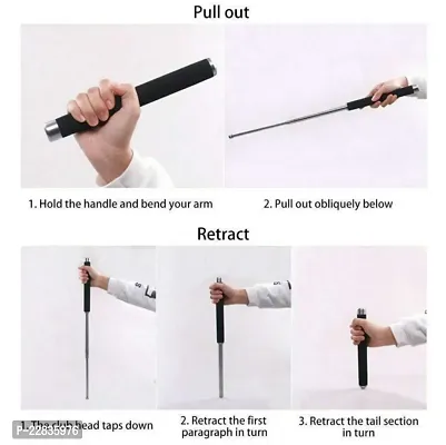 Self Defence Tactical Rod (Heavy Metal and Extandable) Iron Baton Folding Stick-thumb4