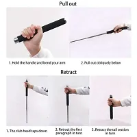 Portable Folding Stick Tool Stainless Steel Telescopic Rod - Self Defence Stick Walking Stick Black non monitored Alarm type 3 dB Shape Round For Men  Women-thumb1