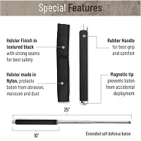 self Defence Stick Self Tactical Rod Heavy Metal and Extendable Iron Safety Stick self Padded Silver Appearing Steel Handle Security Guard Safety Stick (Black) (Pack of 1)-thumb2